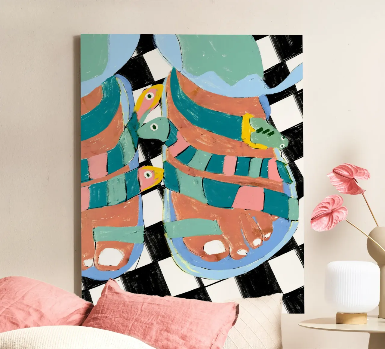 Stroll On The Wild Side | Snake Walk canvas with Floater frame by 83oranges