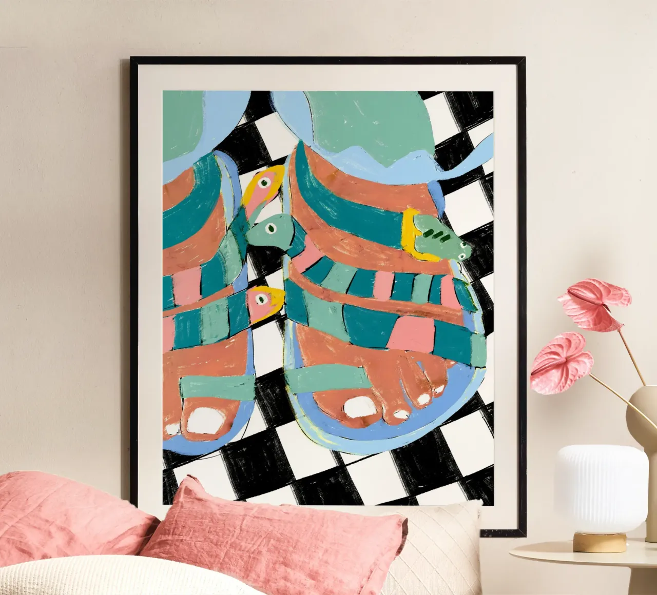 Passeggiata nel lato selvaggio | Passeggiata dei serpenti poster con telaio in legno da 83oranges