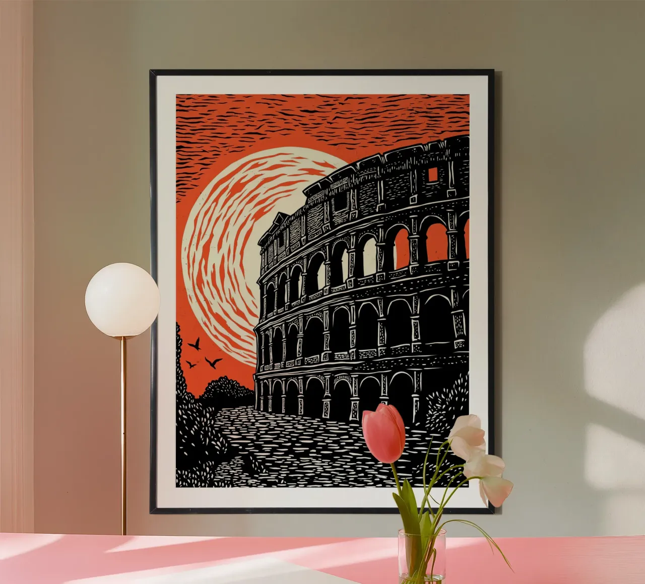 Colosseum at Dusk carta hahnemühle da Indigo Rain