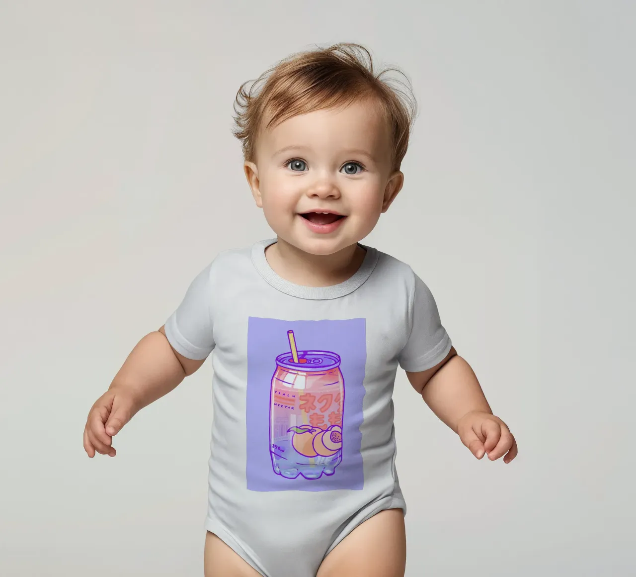 Peach Bubbles short-sleeve baby romper by Laura O'Connor