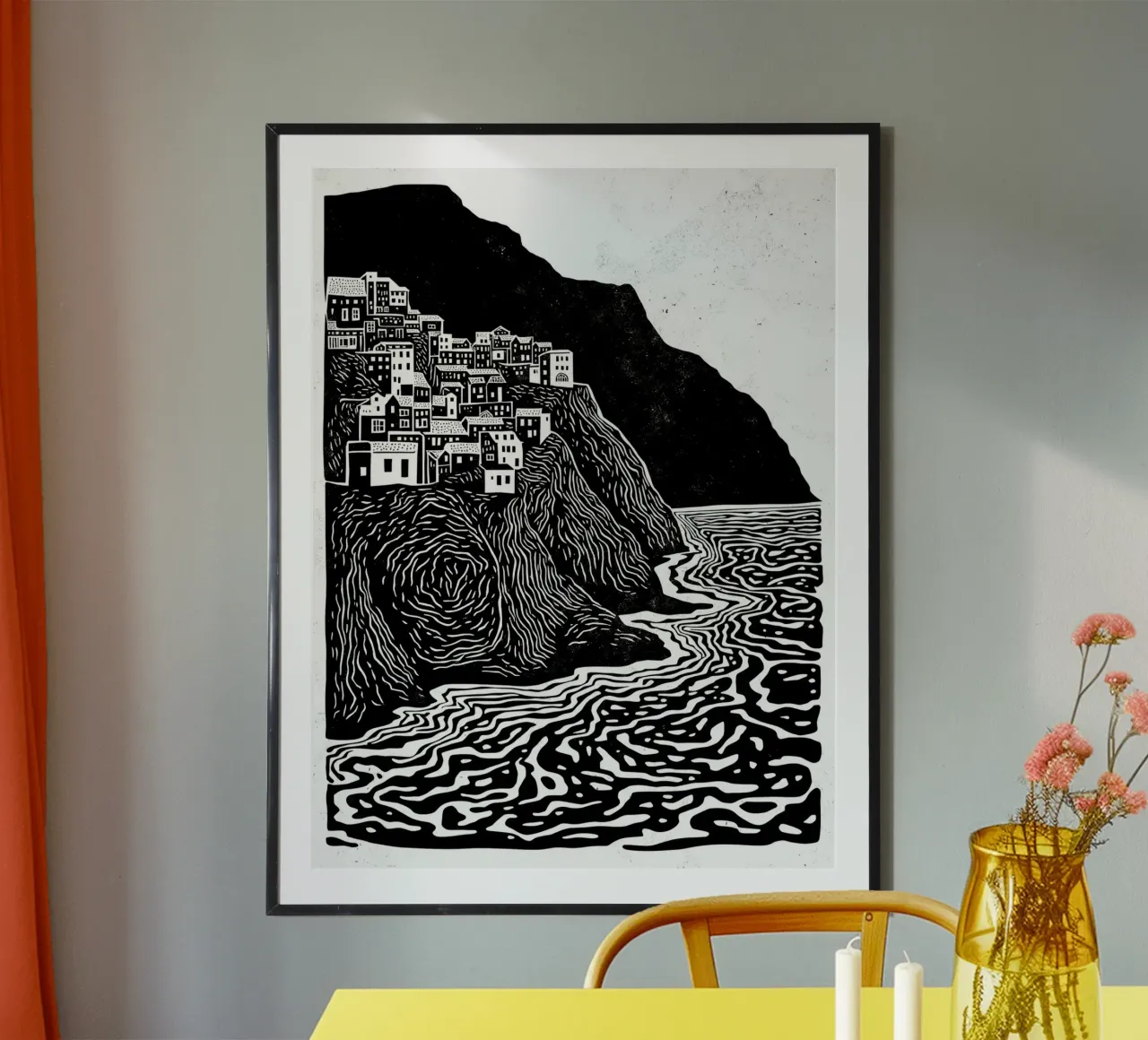 Echoes of the Coast poster con telaio in plastica da Indigo Rain