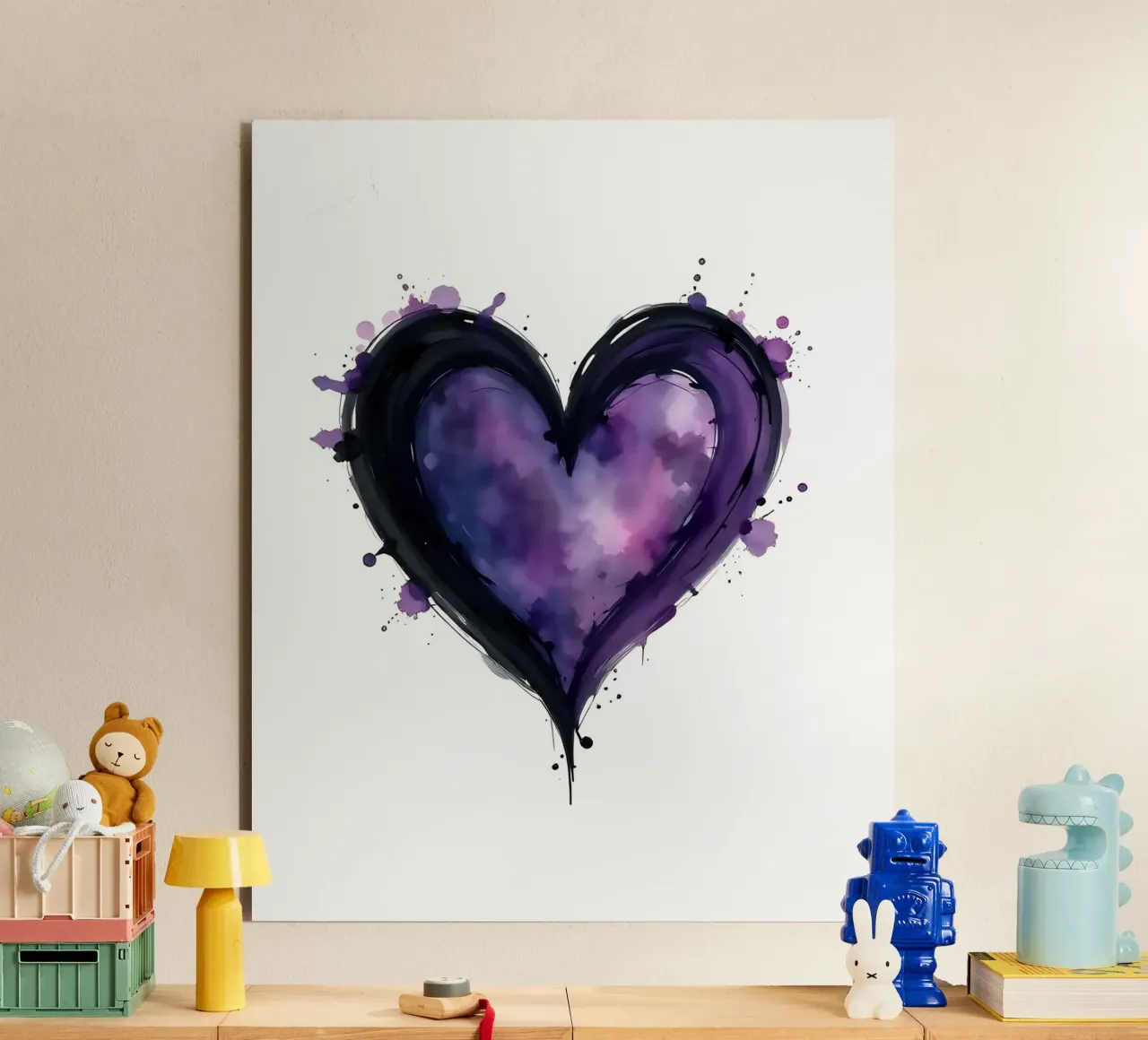 cuore_nero_viola_1 alluminio dibond da Pink- und LoveArt by LK