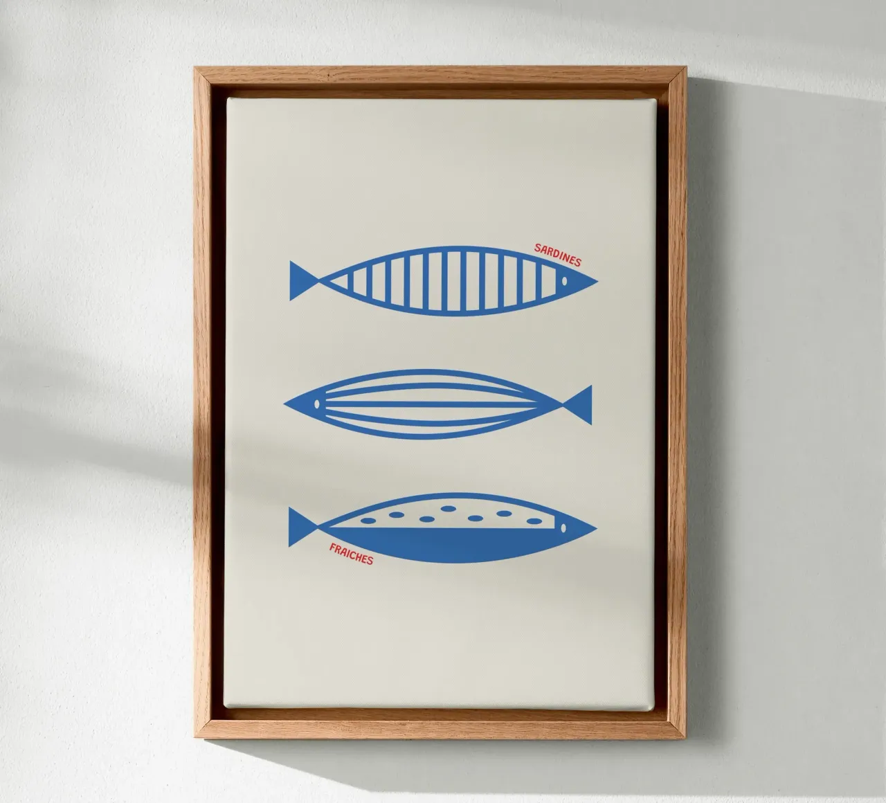 Fresh sardines canvas with Floater frame by OkleoStudio