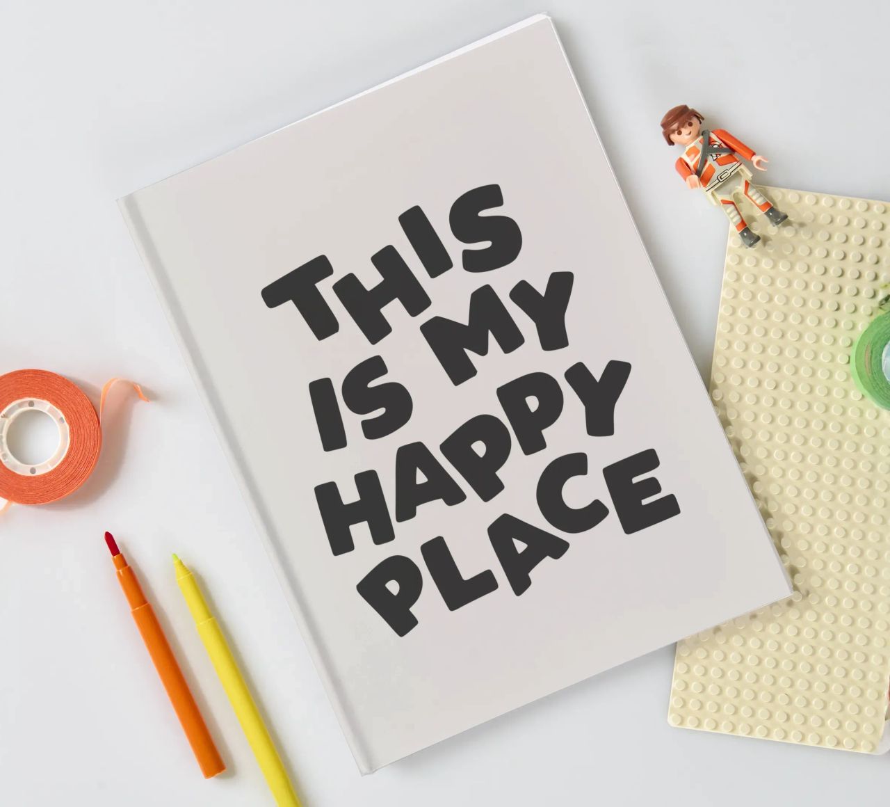 This is My Happy Place Minimalist Monochrome Lettering notebook by THE MOTIVATED TYPE
