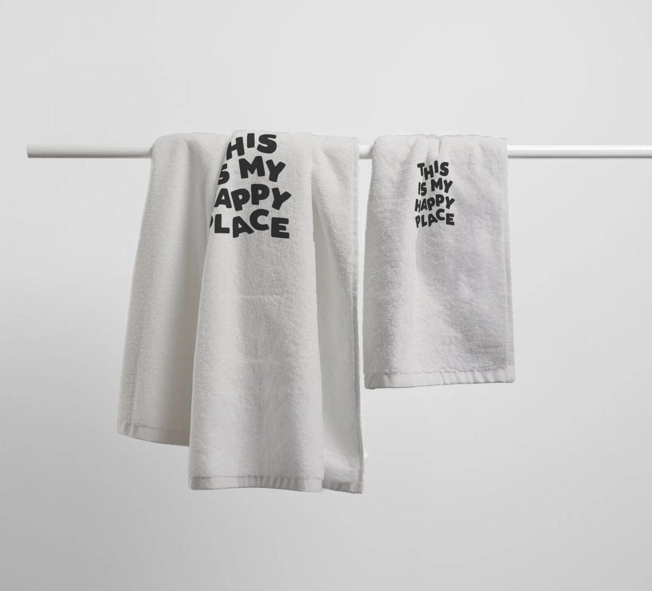 This is My Happy Place Minimalist Monochrome Lettering towel by THE MOTIVATED TYPE