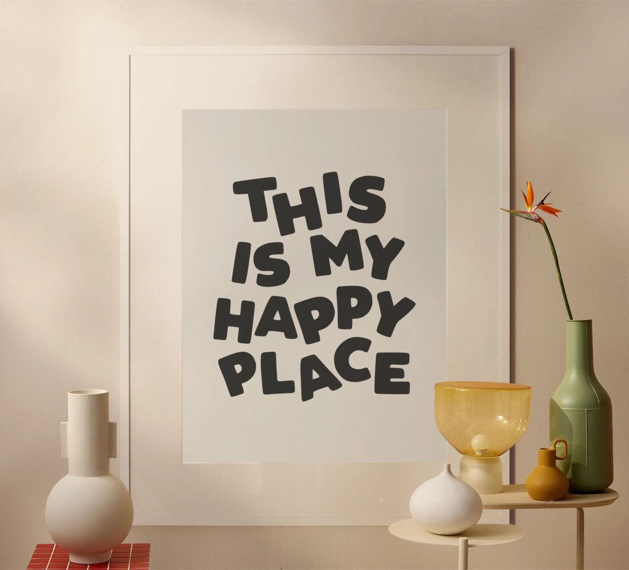 This is My Happy Place Minimalist Monochrome Lettering poster by THE MOTIVATED TYPE