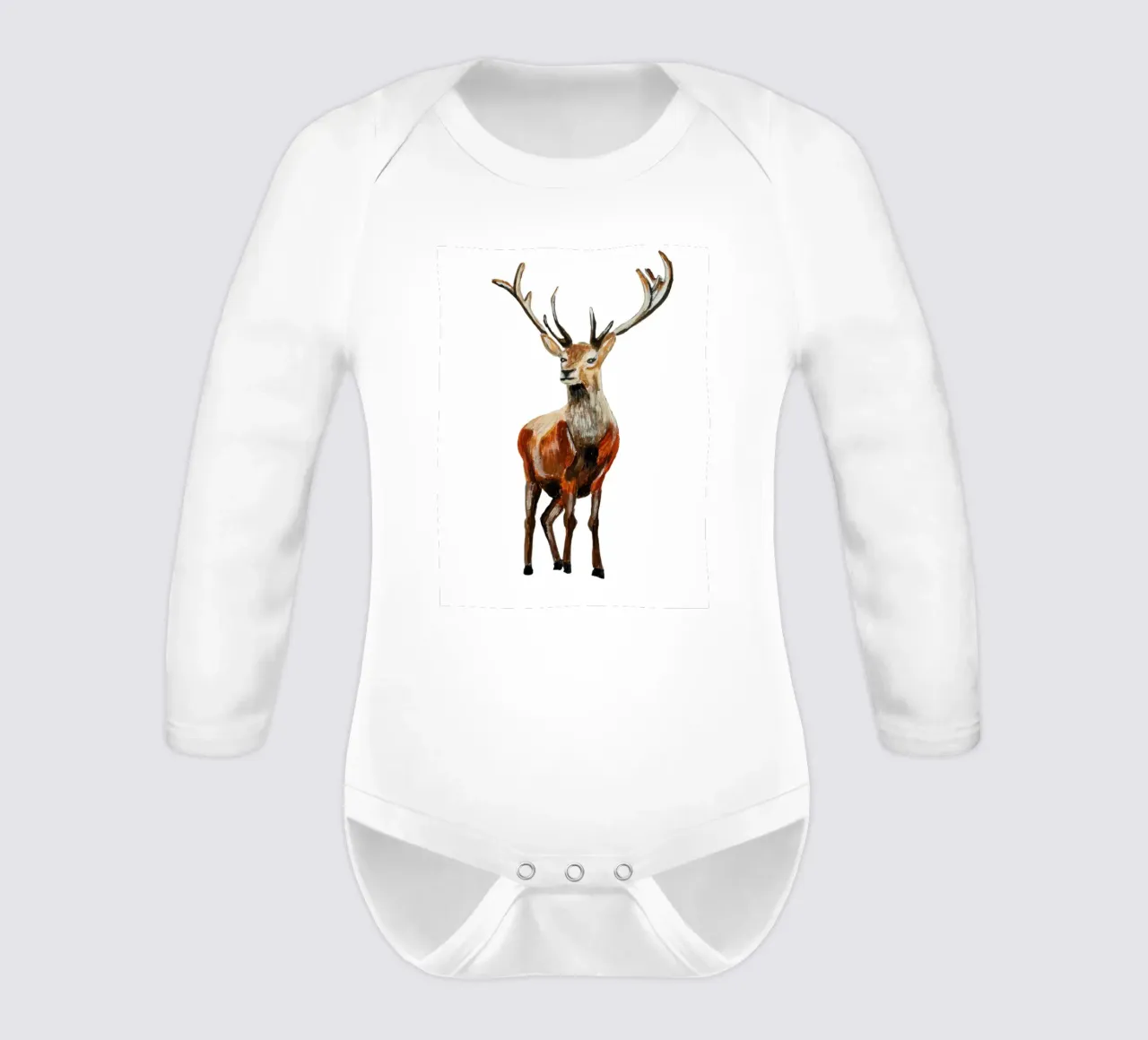 Deer long-sleeve baby romper by Femke Zwaan