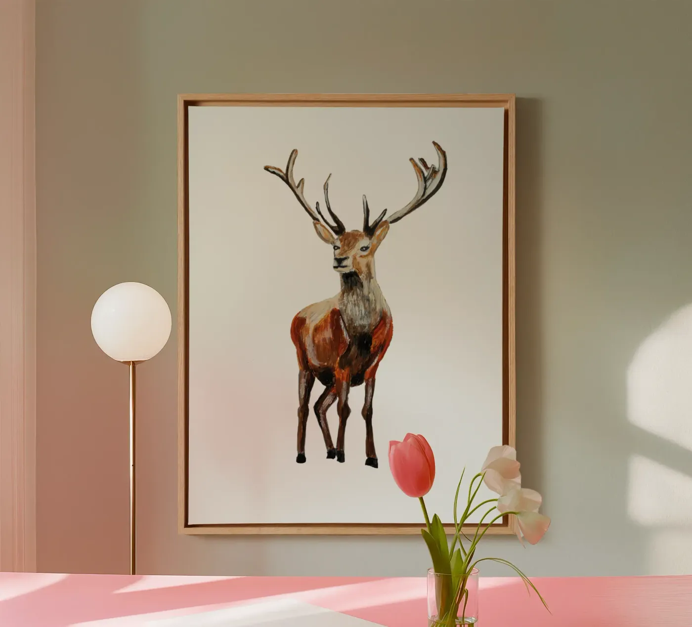 Deer canvas van Femke Zwaan