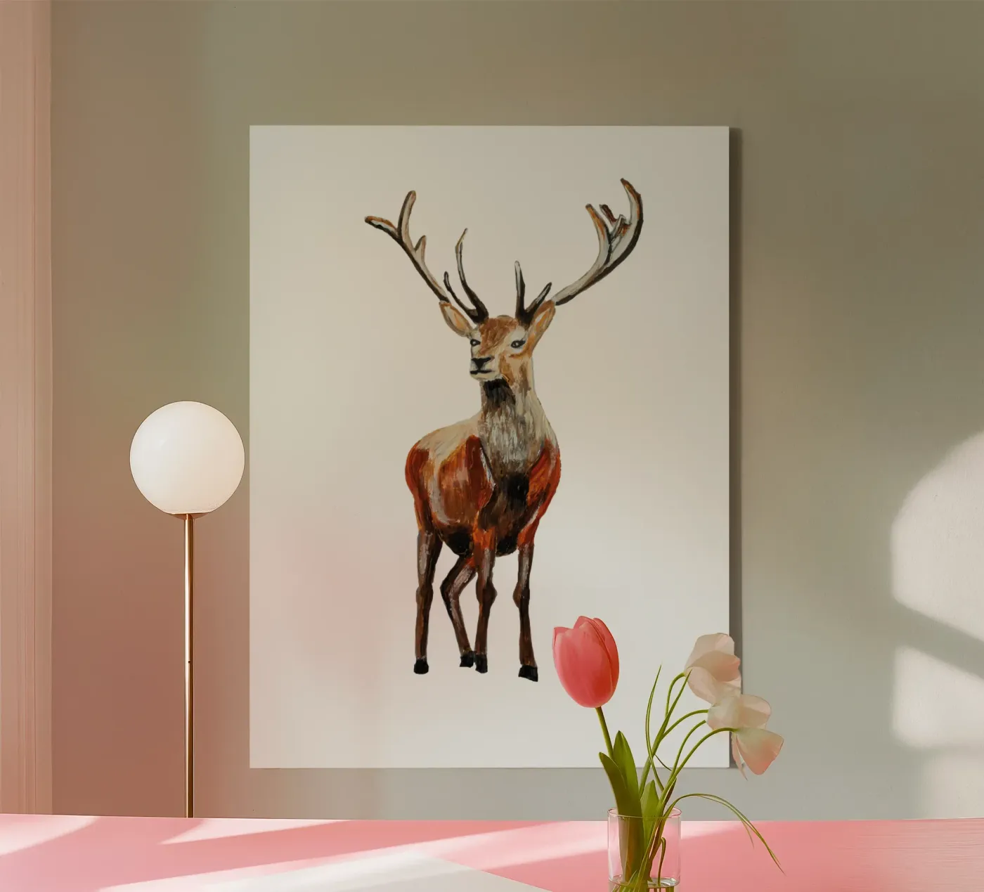 Deer canvas van Femke Zwaan