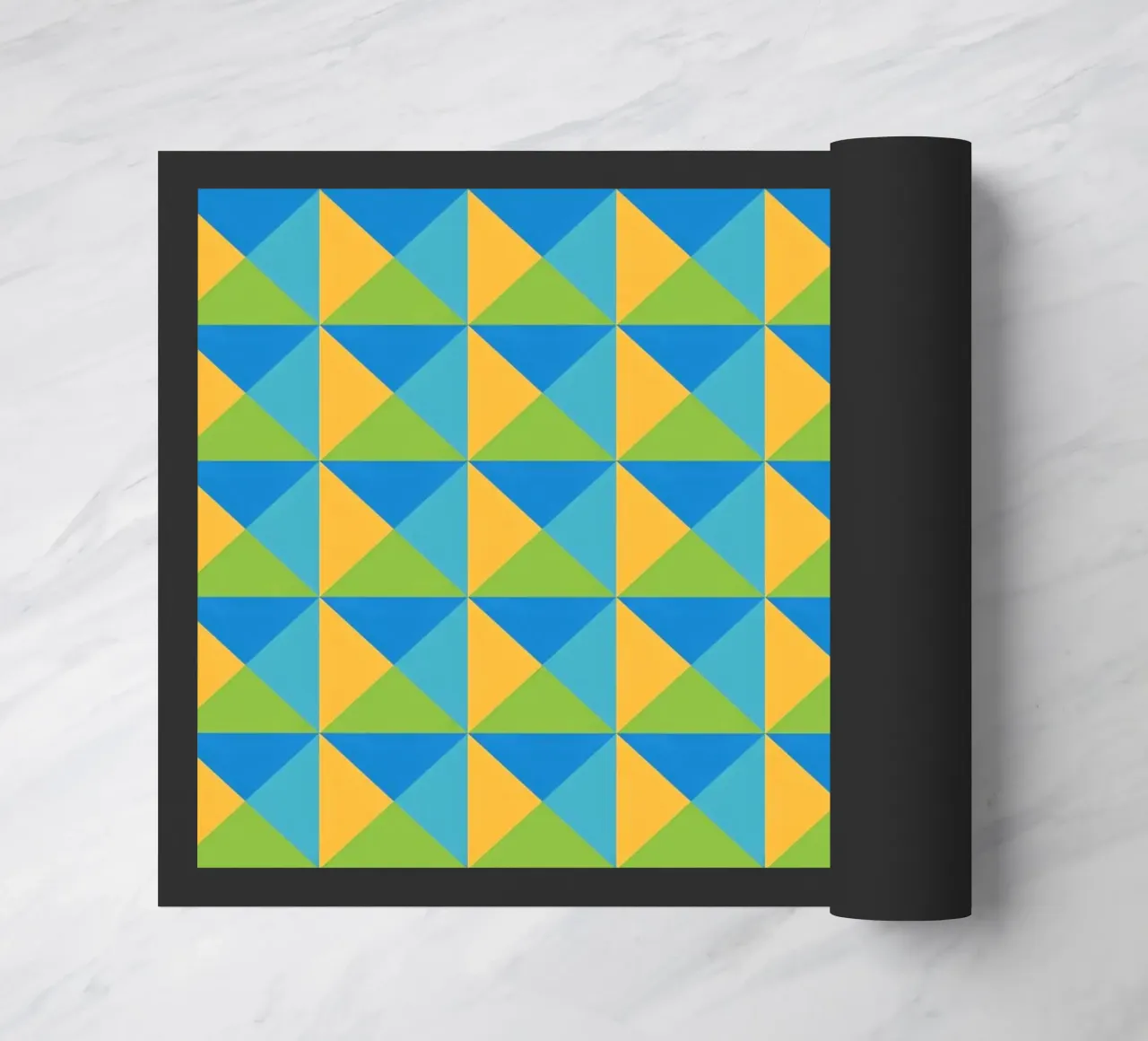 Design primaverile, colori giallo, verde, blu, forma geometrica zerbino da CreatedbySon