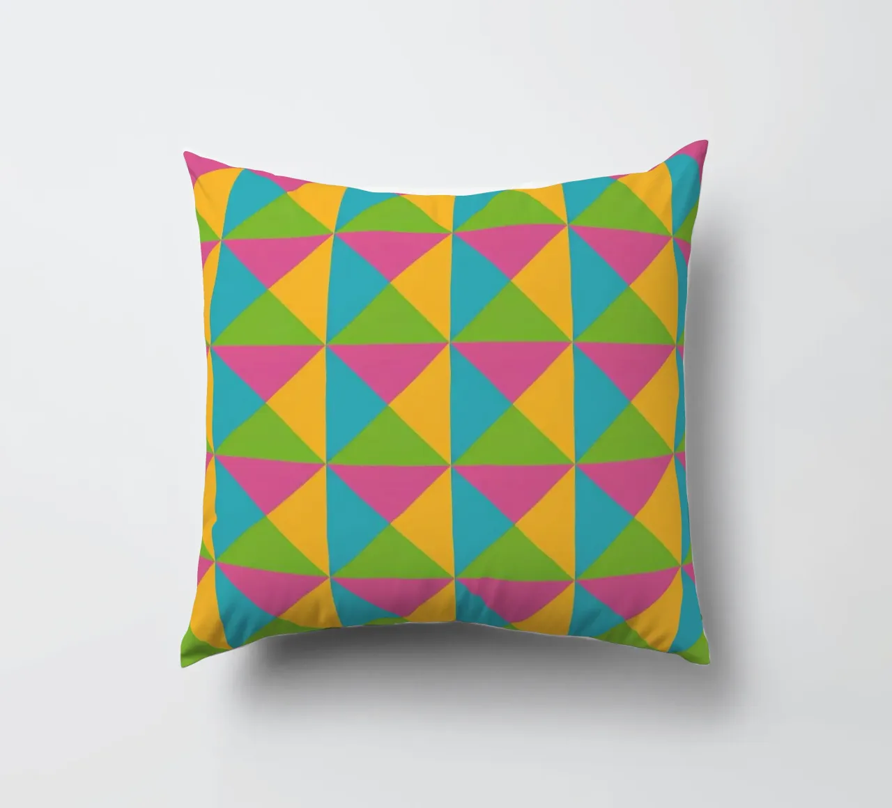 Design primaverile, colori giallo, verde, blu, forma geometrica cuscino da CreatedbySon