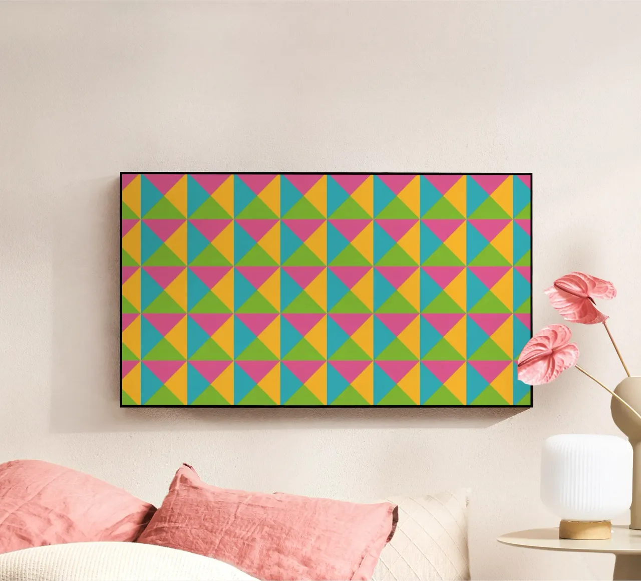 Design primaverile, colori giallo, verde, blu, forma geometrica plexiglass da CreatedbySon
