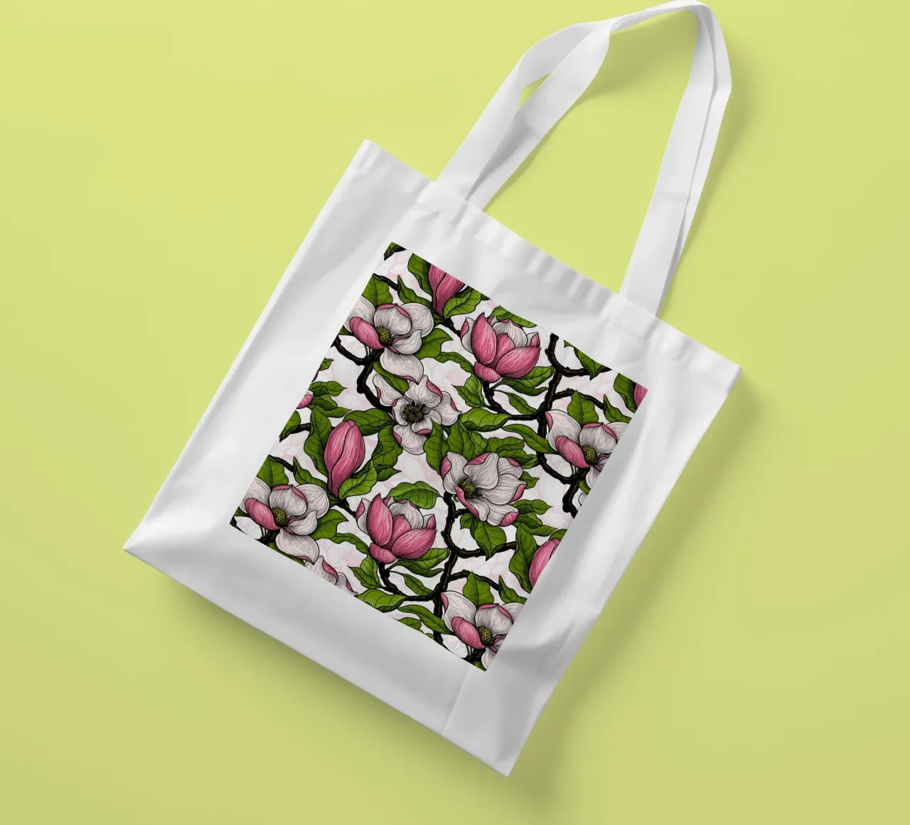 Magnolia in fiore borsa in juta da Painted Nature