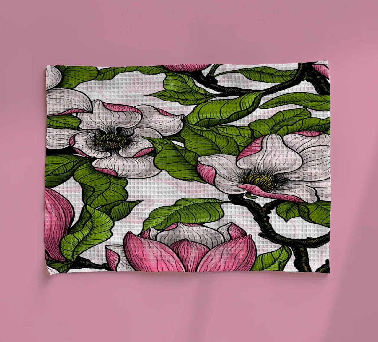 Blooming magnolia tea towel by Painted Nature