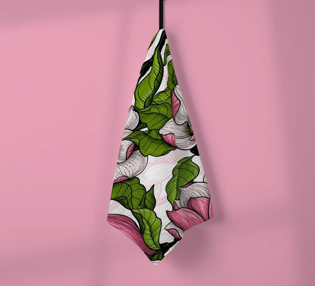 Blooming magnolia tea towel by Painted Nature