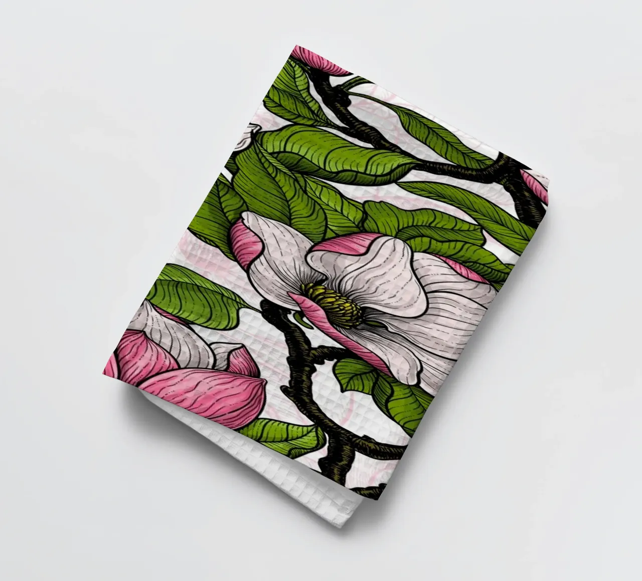 Blooming magnolia tea towel by Painted Nature