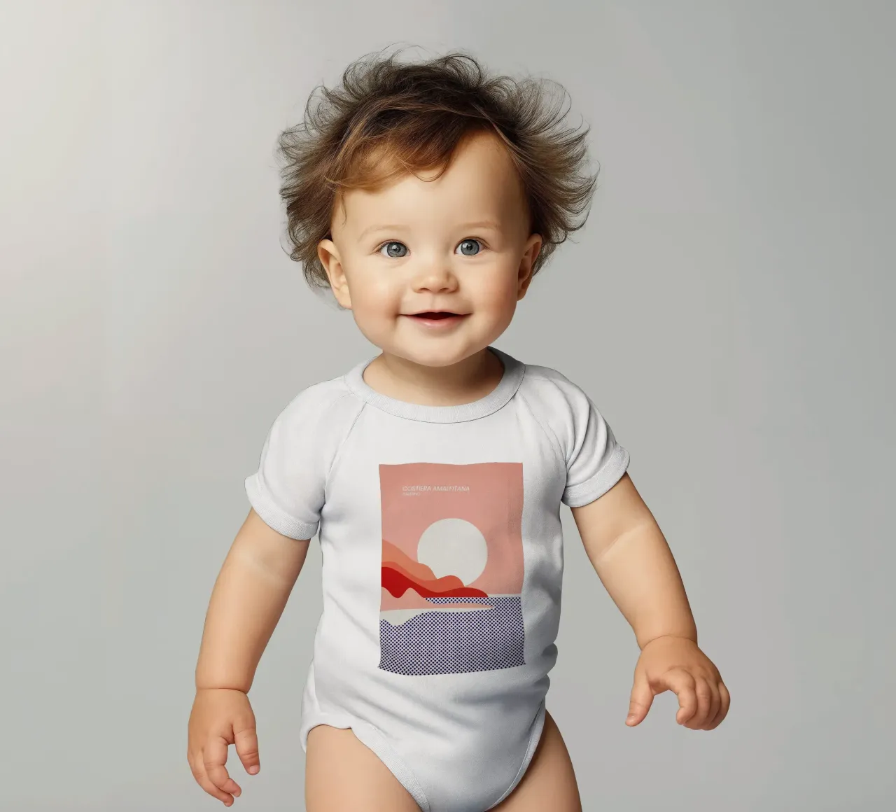 Amalfi Coast body neonato maniche corte da The Cartography Collection