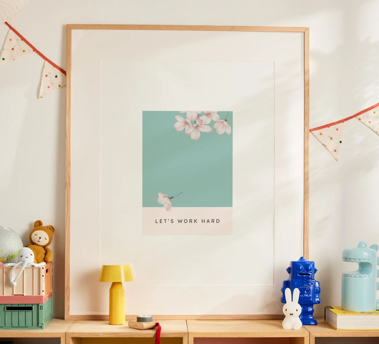 LET‘S WORK HARD poster with plastic frame by Einfach Uebel