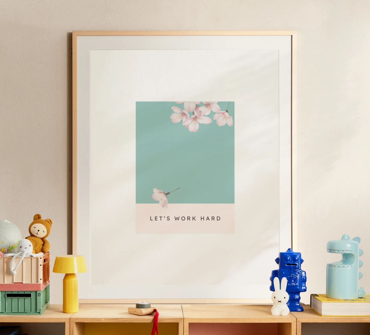 LET‘S WORK HARD poster with plastic frame by Einfach Uebel