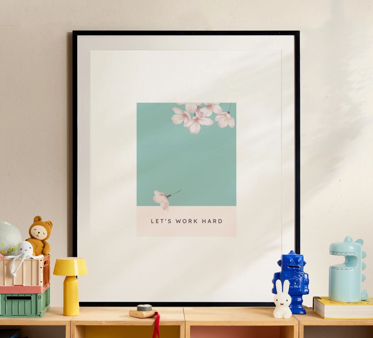 LET‘S WORK HARD poster with plastic frame by Einfach Uebel