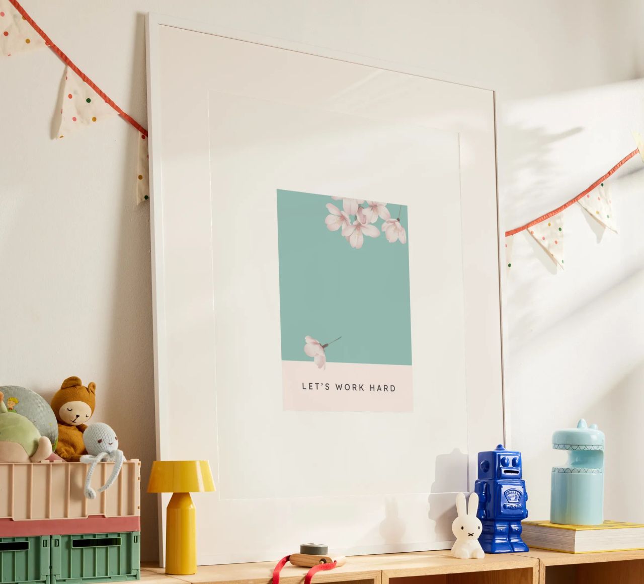 LET‘S WORK HARD poster with plastic frame by Einfach Uebel