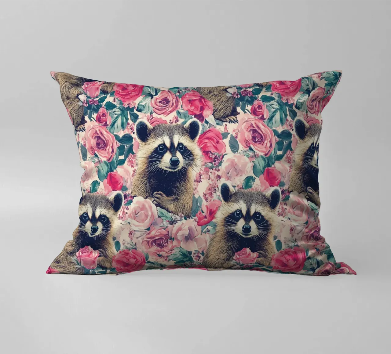 Racoons and Roses cuscino da Sunflower Soul Studio