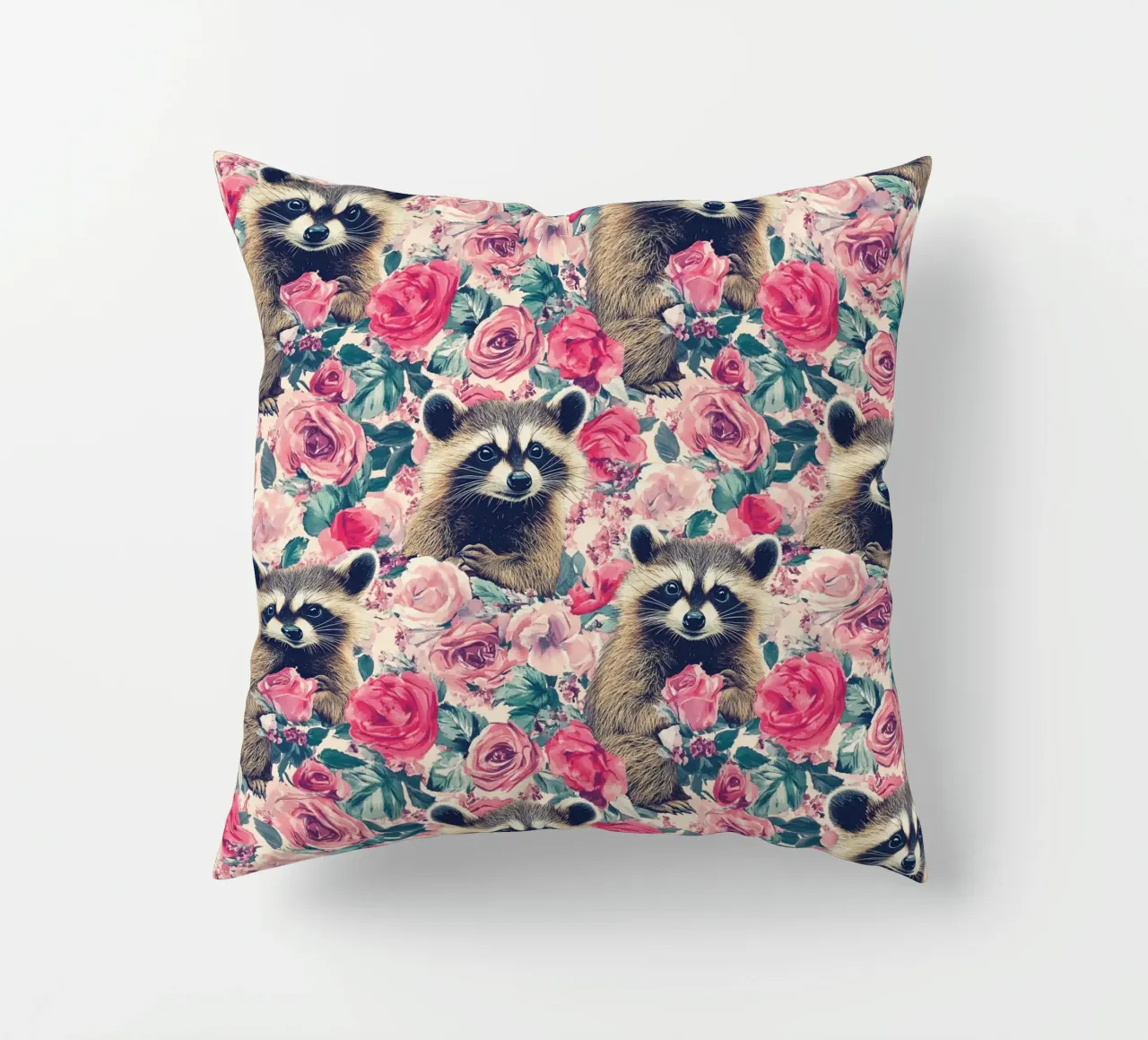 Racoons and Roses cuscino da Sunflower Soul Studio