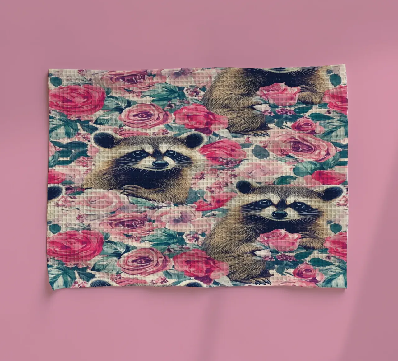 Racoons and Roses canovaccio da cucina da Sunflower Soul Studio