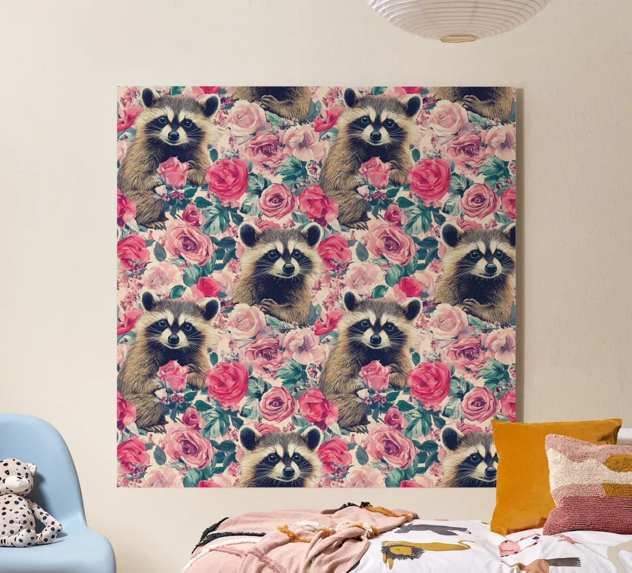 Racoons and Roses plexiglass da Sunflower Soul Studio