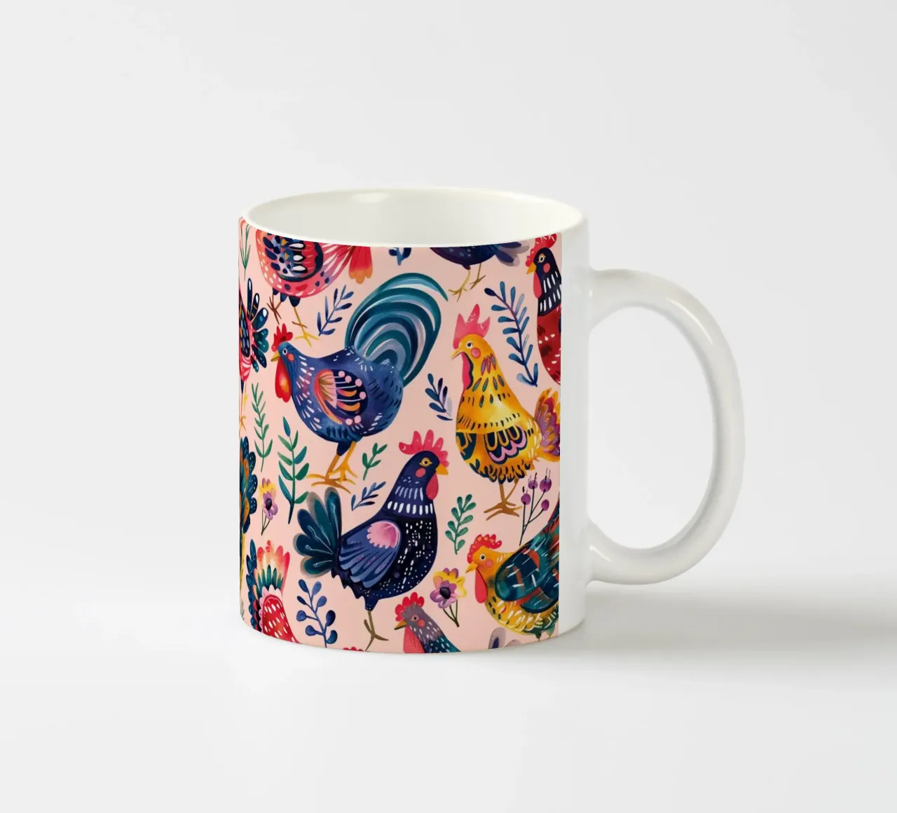 Whimsical Chickens tazza in ceramica da Sunflower Soul Studio