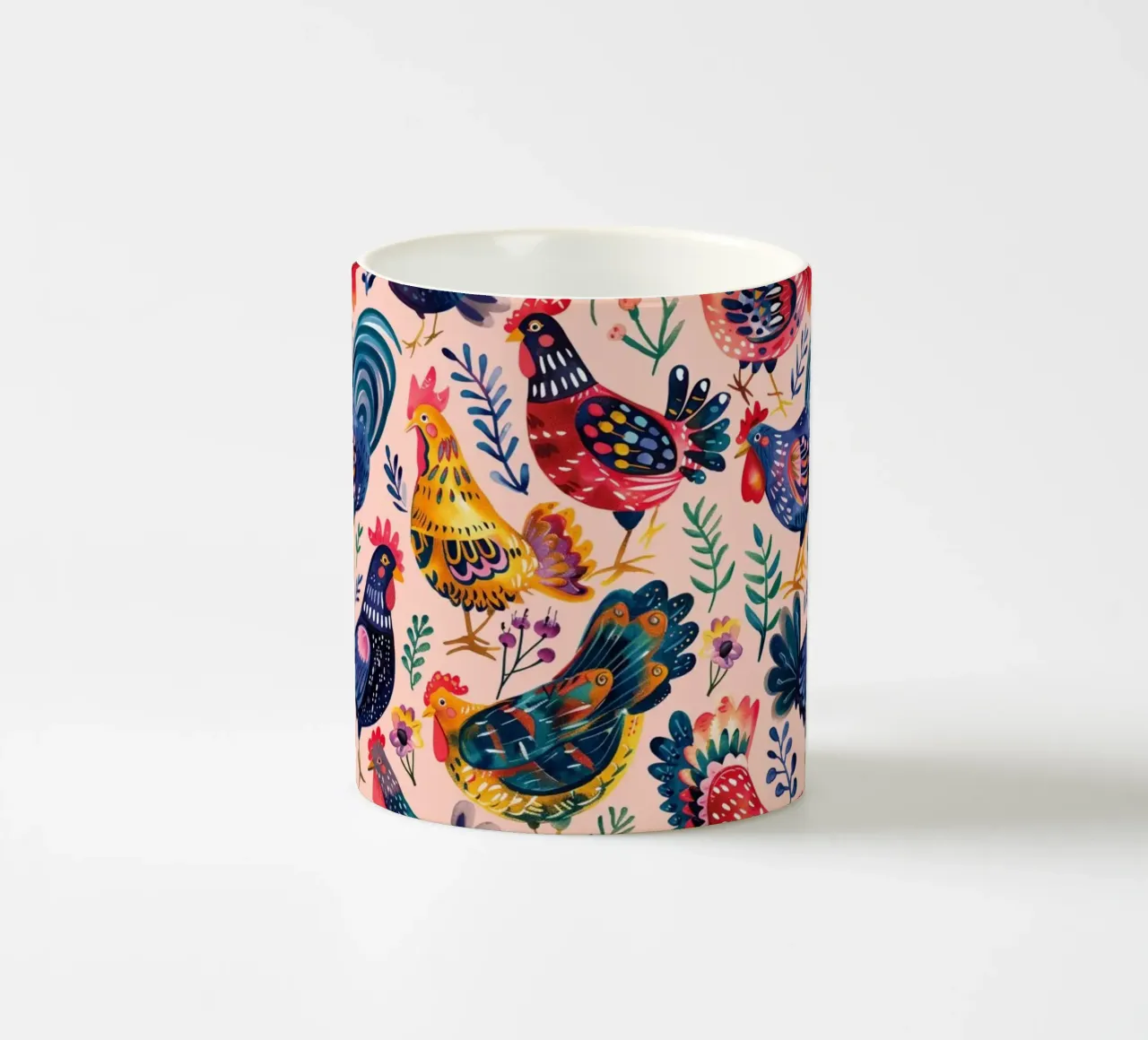 Whimsical Chickens tazza in ceramica da Sunflower Soul Studio