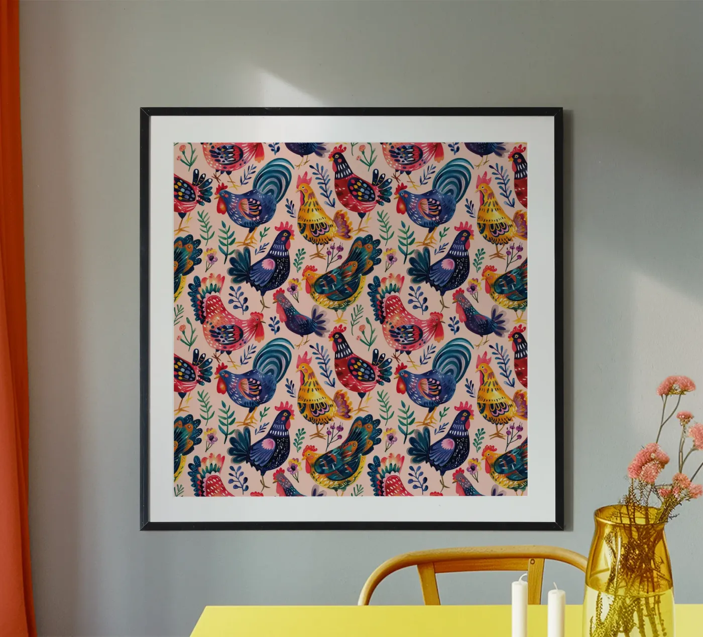 Whimsical Chickens poster da Sunflower Soul Studio