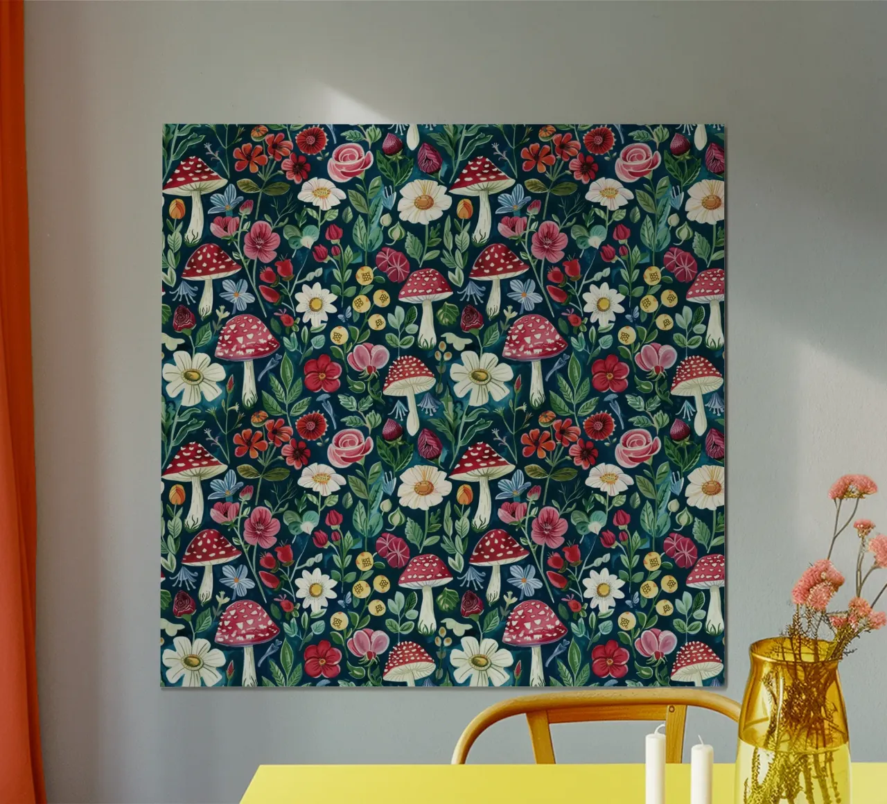 Whimsical Mushroom Garden poster con telaio in legno da Sunflower Soul Studio