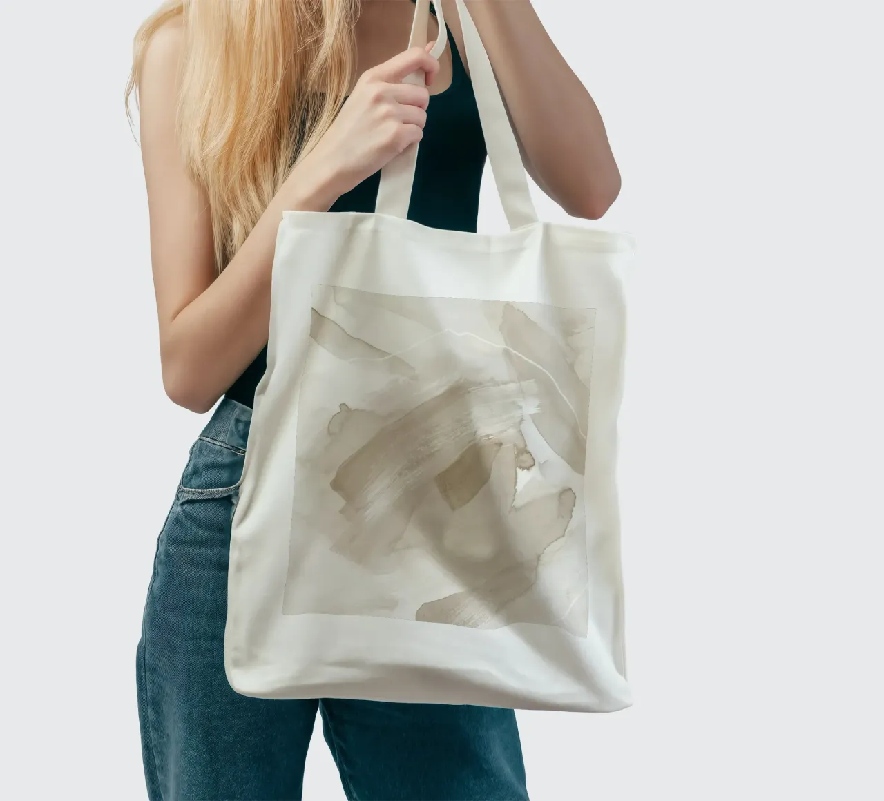 Brush strokes beige tones 2 tote bag by NouveauPrints