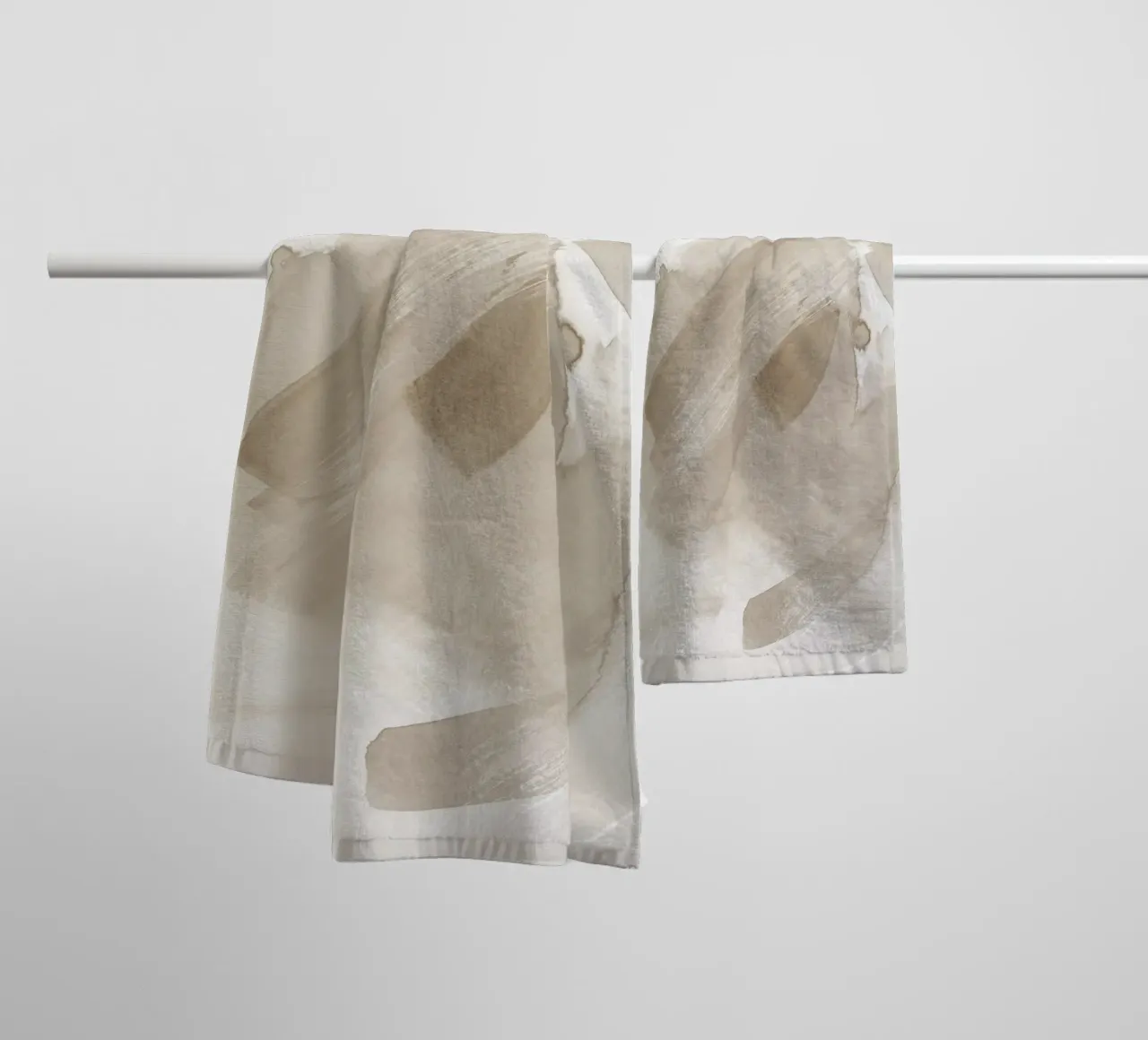 Pennellate di beige 2 asciugamano da bagno da NouveauPrints
