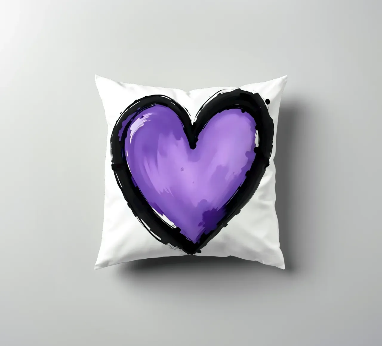 cuore_nero_viola_2 cuscino da Pink- und LoveArt by LK