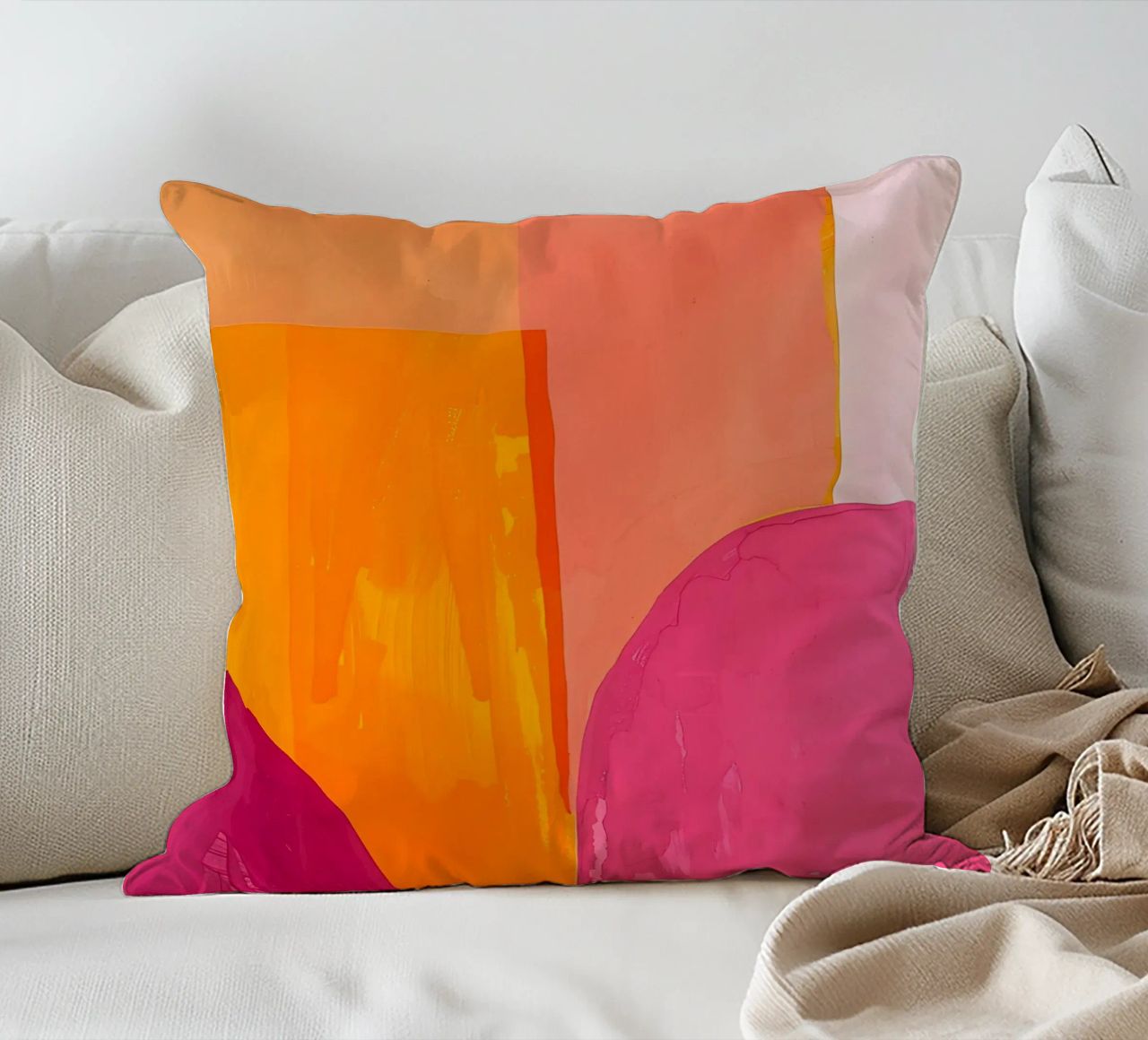 Pink and Orange Abstract Kissen von Gypsy Galleria