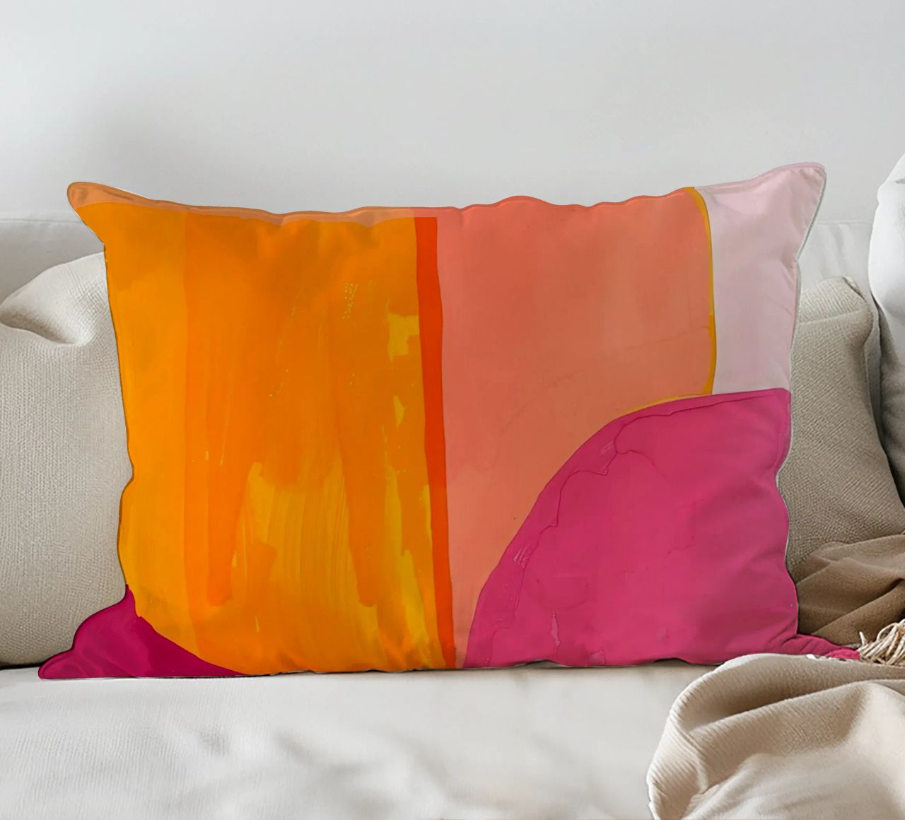 Pink and Orange Abstract Kissen von Gypsy Galleria
