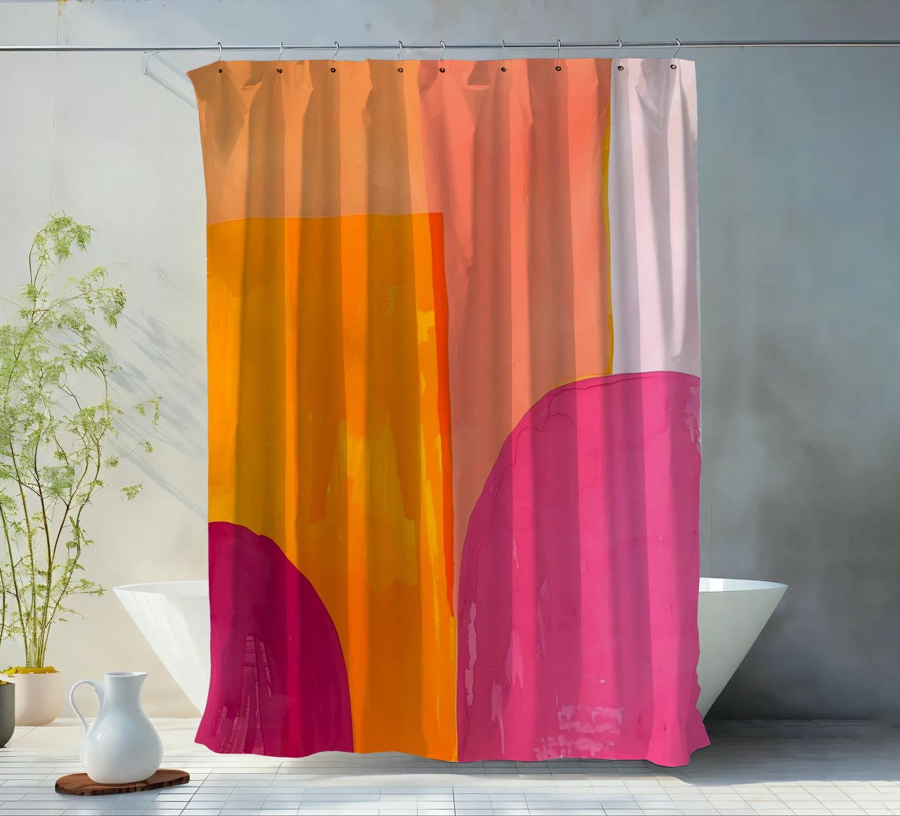 Pink and Orange Abstract Duschvorhang von Gypsy Galleria