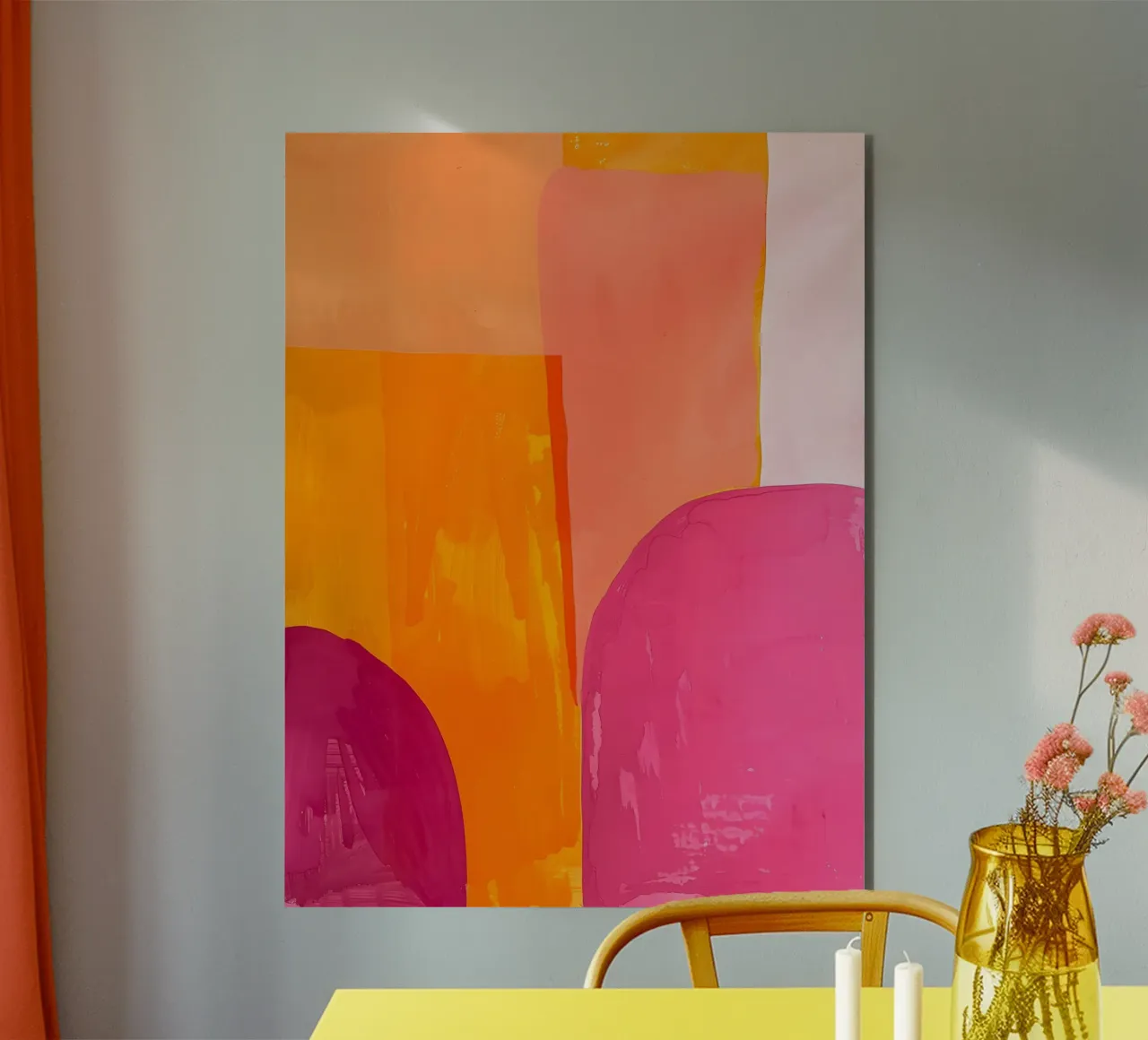Pink and Orange Abstract alluminio dibond da Gypsy Galleria