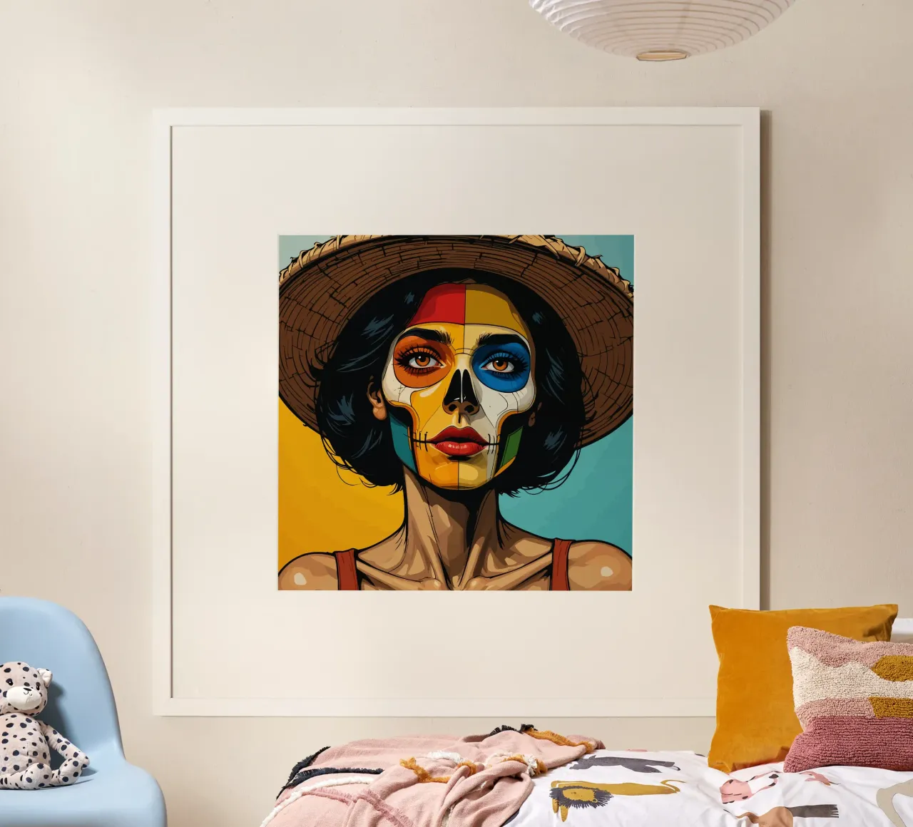 Farbige Day of the Dead poster with plastic frame by Mohs