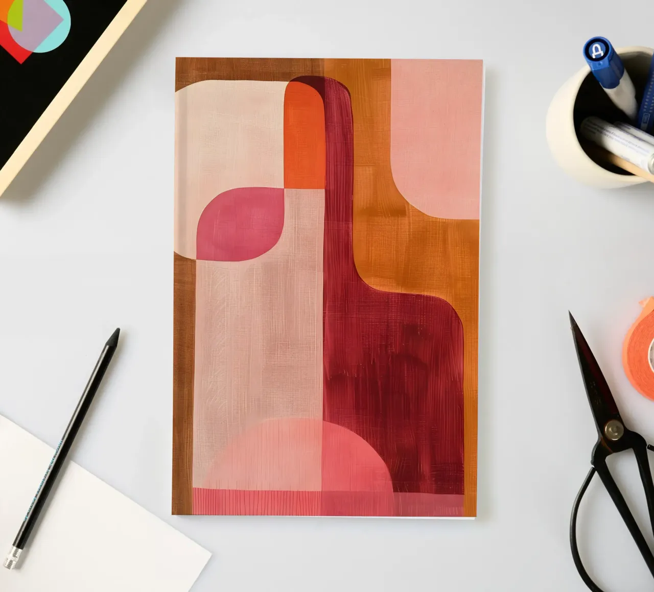 Pink and Orange Abstract notebook by Gypsy Galleria