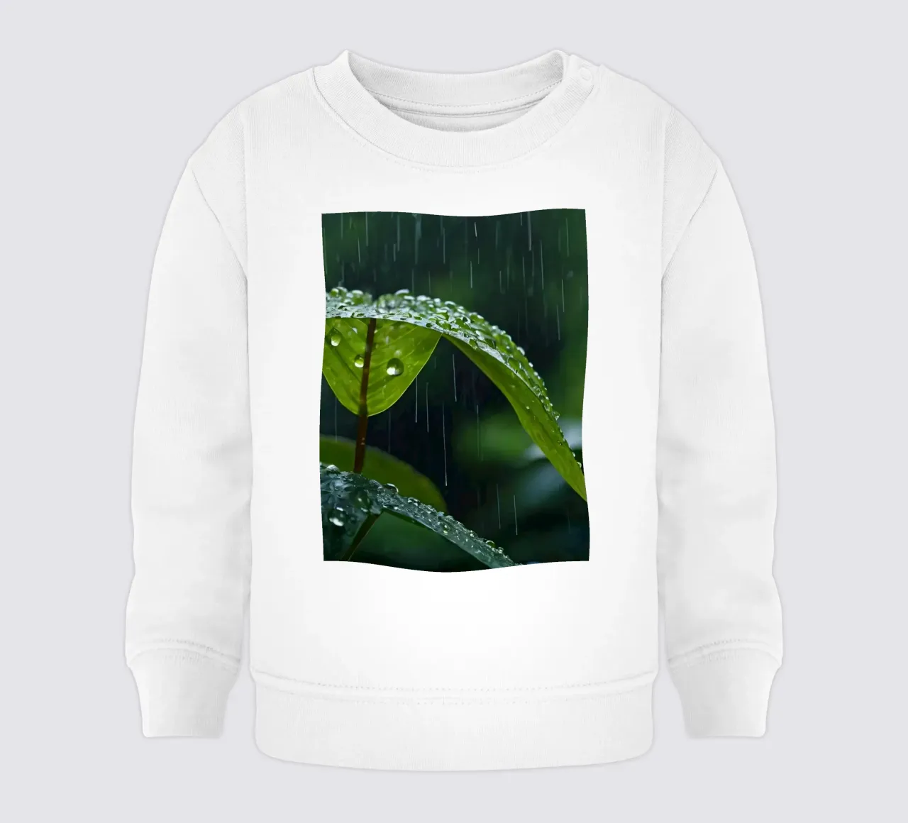 Le gocce di pioggia scintillano sulle foglie verdi di una foresta lussureggiante felpa neonato da DesignDoodle