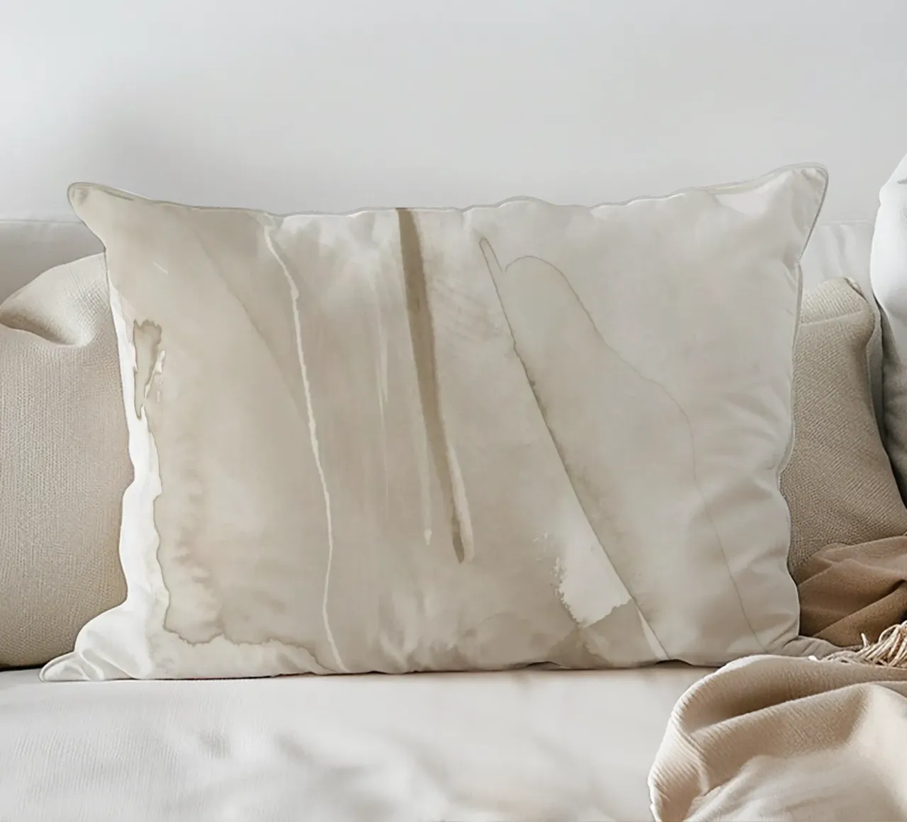 Brush strokes beige tones 1 kussen van NouveauPrints