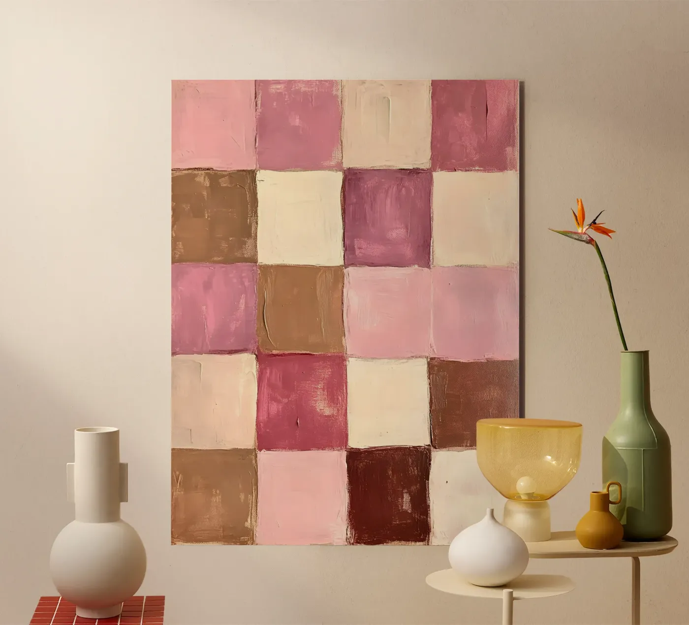 Pink Checks pannello forex da Gypsy Galleria