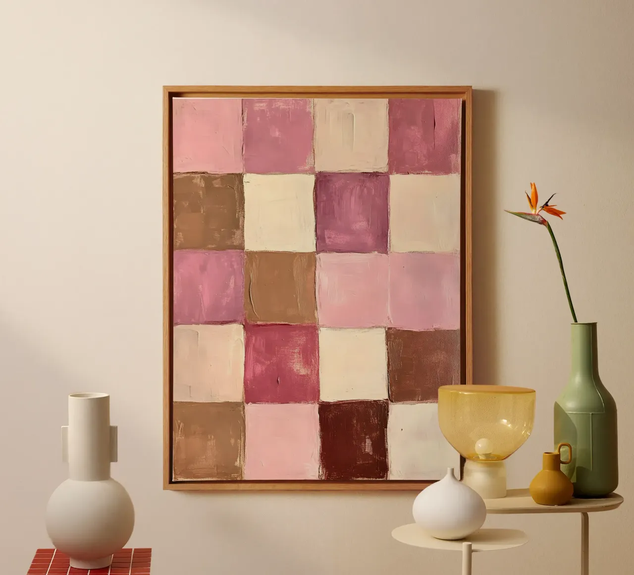 Pink Checks tela da Gypsy Galleria