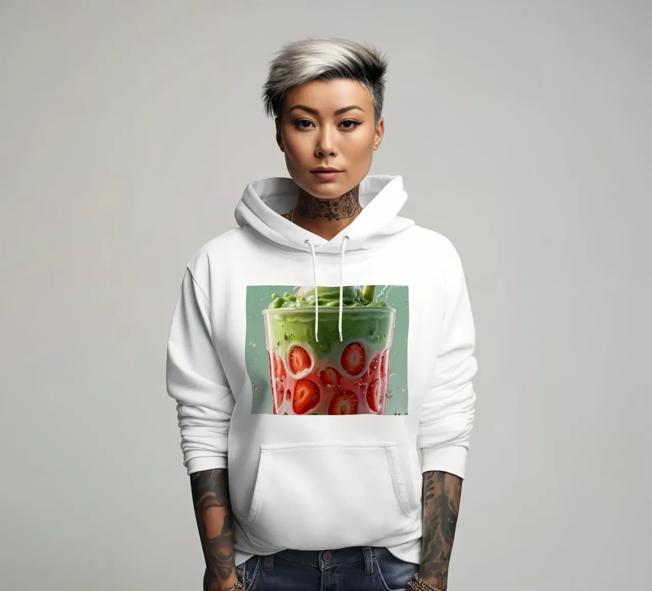 Rinfrescante dessert a strati verde e rosa con fragole felpa con cappuccio da DesignDoodle