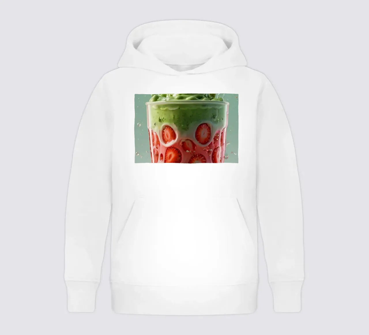 Refreshing green and pink layered dessert with strawberries kids hoodie by DesignDoodle