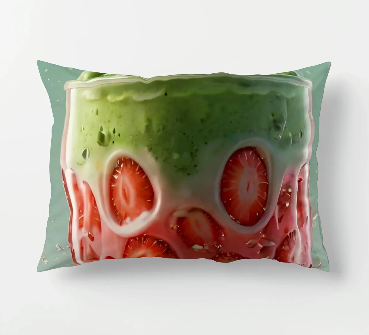 Rinfrescante dessert a strati verde e rosa con fragole cuscino da DesignDoodle