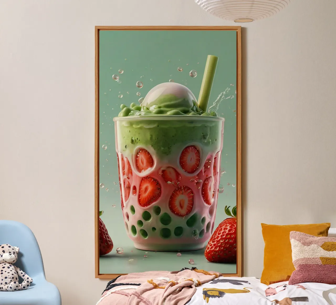 Rinfrescante dessert a strati verde e rosa con fragole alluminio dibond da DesignDoodle
